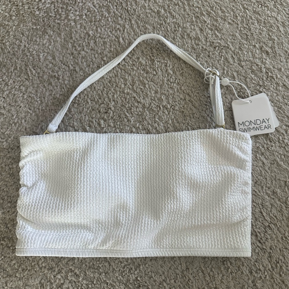 Monday Swimwear White Textured Bikini Top